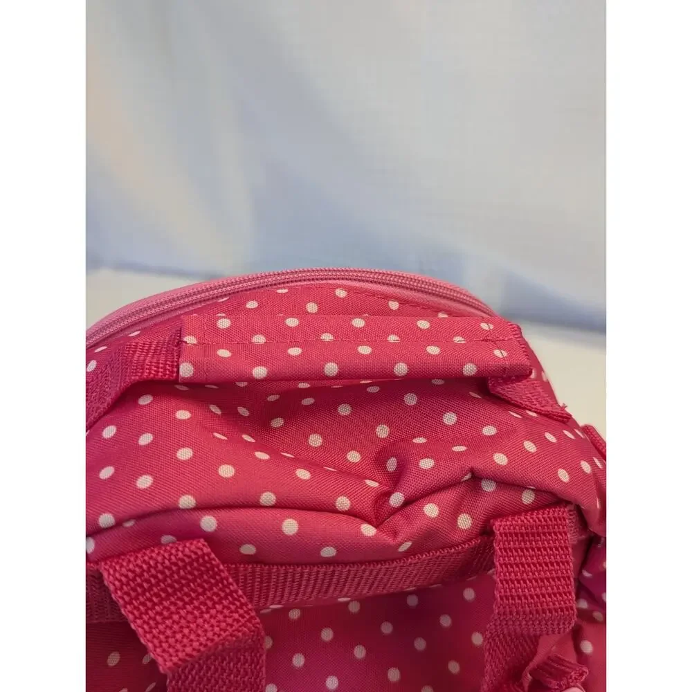 Hello Kitty Bow,Lunch Bag Cosmetic Bag Sanrio Polka Dot Cold Area Long Strap NWT